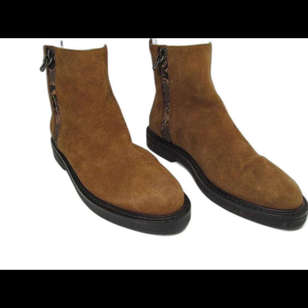Donald J. Pliner Womens Brown Suede Double Side Zippers Ankle Boots Size US 8.5